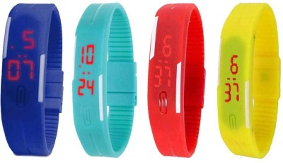 NS18 Silicone Led Magnet Band Combo of 4 Blue, Sky Blue, Red And Yellow Digital Watch  - For Boys & Girls   Watches  (NS18)
