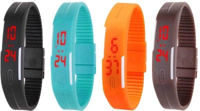 NS18 Silicone Led Magnet Band Combo of 4 Black, Sky Blue, Orange And Brown Digital Watch  - For Boys & Girls   Watches  (NS18)
