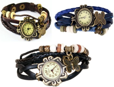 Frenzy vintage-butterfly-blue-brown-black-combo Watch  - For Women   Watches  (Frenzy)