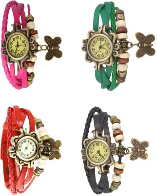 NS18 Vintage Butterfly Rakhi Combo of 4 Pink, Red, Green And Black Analog Watch  - For Women   Watches  (NS18)