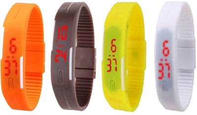 NS18 Silicone Led Magnet Band Combo of 4 Orange, Brown, Yellow And White Digital Watch  - For Boys & Girls   Watches  (NS18)