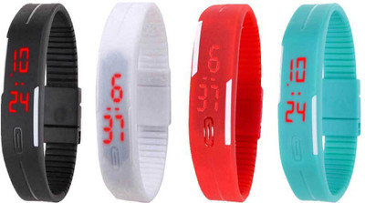 

Kissu Led Magnet Band Combo of 4 Black, White, Red And Sky Blue Watch - For Men & Women