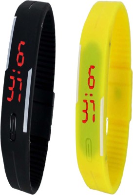 Y&D Combo of Led Band Black + Yellow Digital Watch  - For Couple   Watches  (Y&D)