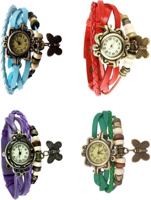NS18 Vintage Butterfly Rakhi Combo of 4 Sky Blue, Purple, Red And Green Analog Watch  - For Women   Watches  (NS18)
