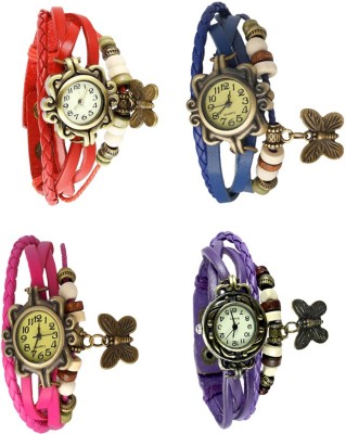 NS18 Vintage Butterfly Rakhi Combo of 4 Red, Pink, Blue And Purple Analog Watch  - For Women   Watches  (NS18)