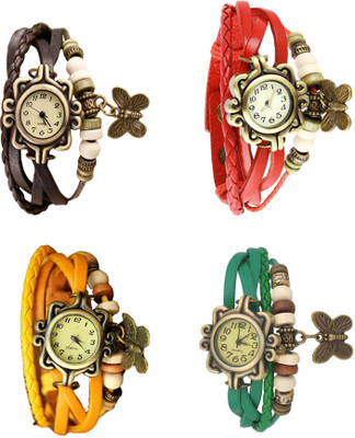 

Kissu Vintage Rakhi Combo of 4 Brown, Yellow, Red And Green Watch - For Women