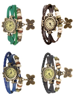 NS18 Vintage Butterfly Rakhi Combo of 4 Green, Blue, Brown And Black Analog Watch  - For Women   Watches  (NS18)
