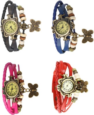 NS18 Vintage Butterfly Rakhi Combo of 4 Black, Pink, Blue And Red Analog Watch  - For Women   Watches  (NS18)