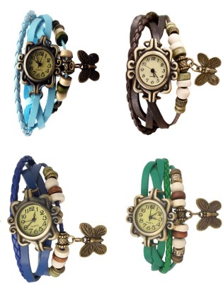 NS18 Vintage Butterfly Rakhi Combo of 4 Sky Blue, Blue, Brown And Green Analog Watch  - For Women   Watches  (NS18)