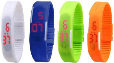 NS18 Silicone Led Magnet Band Combo of 4 White, Blue, Green And Orange Digital Watch  - For Boys & Girls   Watches  (NS18)