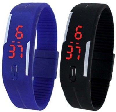 Pappi Boss Offer Unisex Black & Dark Blue Silicone Sports Led Smart Band Digital Watch  - For Men & Women   Watches  (Pappi Boss)