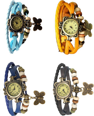 

NS18 Vintage Butterfly Rakhi Combo of 4 Sky Blue, Blue, Yellow And Black Watch - For Women