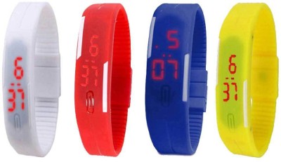 NS18 Silicone Led Magnet Band Combo of 4 White, Red, Blue And Yellow Digital Watch  - For Boys & Girls   Watches  (NS18)