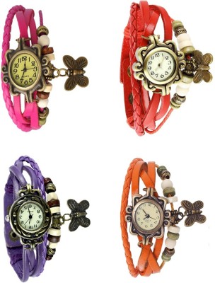 NS18 Vintage Butterfly Rakhi Combo of 4 Pink, Purple, Red And Orange Analog Watch  - For Women   Watches  (NS18)