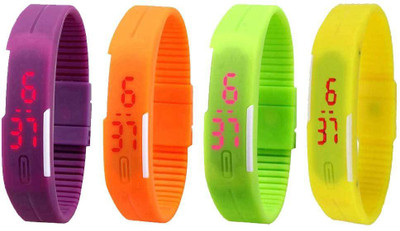 

Kissu Led Magnet Band Combo of 4 Purple, Orange, Green And Yellow Watch - For Men & Women