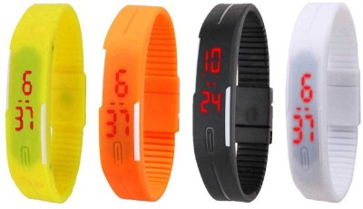 NS18 Silicone Led Magnet Band Combo of 4 Yellow, Orange, Black And White Digital Watch  - For Boys & Girls   Watches  (NS18)