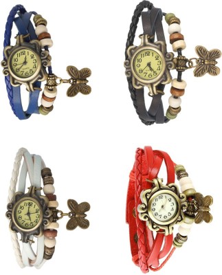 NS18 Vintage Butterfly Rakhi Combo of 4 Blue, White, Black And Red Analog Watch  - For Women   Watches  (NS18)