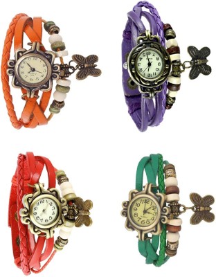 NS18 Vintage Butterfly Rakhi Combo of 4 Orange, Red, Purple And Green Analog Watch  - For Women   Watches  (NS18)