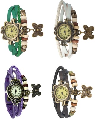 NS18 Vintage Butterfly Rakhi Combo of 4 Green, Purple, White And Black Analog Watch  - For Women   Watches  (NS18)