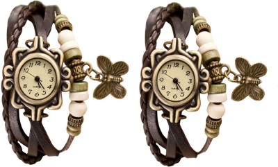 NS18 Vintage Butterfly Rakhi Watch Combo of 2 Brown And Brown Analog Watch  - For Women   Watches  (NS18)