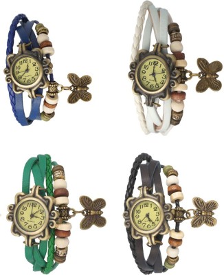 NS18 Vintage Butterfly Rakhi Combo of 4 Blue, Green, White And Black Analog Watch  - For Women   Watches  (NS18)