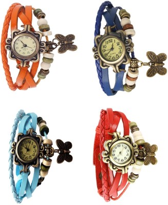 NS18 Vintage Butterfly Rakhi Combo of 4 Orange, Sky Blue, Blue And Red Analog Watch  - For Women   Watches  (NS18)