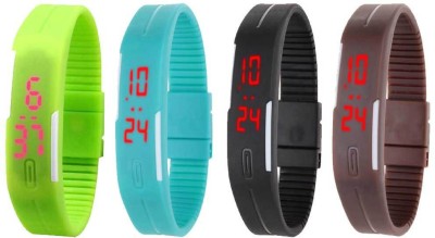 NS18 Silicone Led Magnet Band Combo of 4 Green, Sky Blue, Black And Brown Digital Watch  - For Boys & Girls   Watches  (NS18)