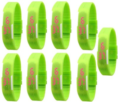 NS18 Silicone Led Magnet Band Combo of 9 Green Digital Watch  - For Boys & Girls   Watches  (NS18)