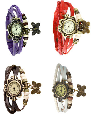 NS18 Vintage Butterfly Rakhi Combo of 4 Purple, Brown, Red And White Analog Watch  - For Women   Watches  (NS18)