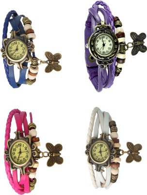 NS18 Vintage Butterfly Rakhi Combo of 4 Blue, Pink, Purple And White Analog Watch  - For Women   Watches  (NS18)