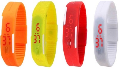 NS18 Silicone Led Magnet Band Combo of 4 Orange, Yellow, Red And White Digital Watch  - For Boys & Girls   Watches  (NS18)