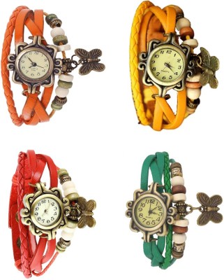NS18 Vintage Butterfly Rakhi Combo of 4 Orange, Red, Yellow And Green Analog Watch  - For Women   Watches  (NS18)