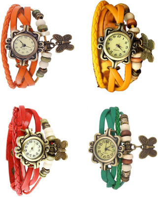 NS18 Vintage Butterfly Rakhi Combo of 4 Orange, Red, Yellow And Green Analog Watch  - For Women   Watches  (NS18)