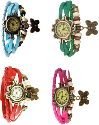 

Kissu Vintage Rakhi Combo of 4 Sky Blue, Red, Green And Pink Watch - For Women