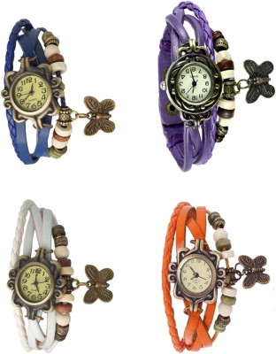 NS18 Vintage Butterfly Rakhi Combo of 4 Blue, White, Purple And Orange Analog Watch  - For Women   Watches  (NS18)