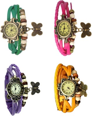 NS18 Vintage Butterfly Rakhi Combo of 4 Green, Purple, Pink And Yellow Analog Watch  - For Women   Watches  (NS18)