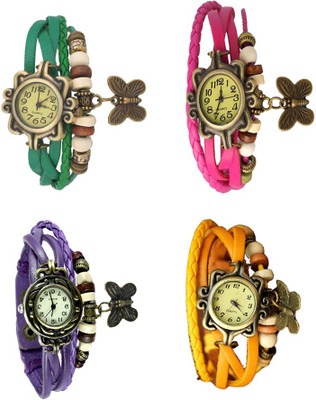 

Kissu Vintage Rakhi Combo of 4 Green, Purple, Pink And Yellow Watch - For Women