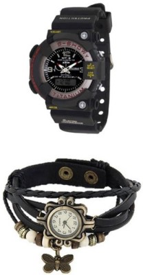 Mobspy Combo of Sshock and Vintage Butterfly Analog-Digital Watch  - For Girls   Watches  (Mobspy)