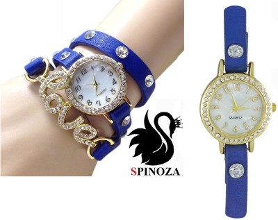 SPINOZA Diamond studded Blue love leather Belt Analog Watch  - For Women   Watches  (SPINOZA)