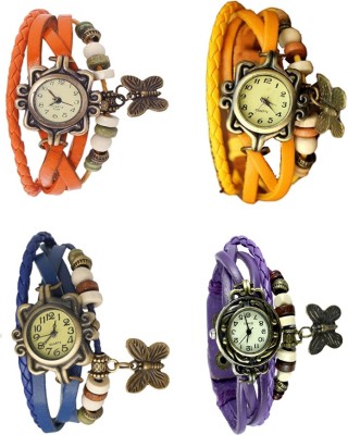 NS18 Vintage Butterfly Rakhi Combo of 4 Orange, Blue, Yellow And Purple Analog Watch  - For Women   Watches  (NS18)