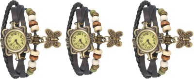 NS18 Vintage Butterfly Rakhi Watch Combo of 3 Black Analog Watch  - For Women   Watches  (NS18)
