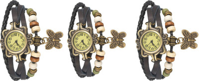 

Kissu Vintage Rakhi Watch Combo of 3 Black Watch - For Women