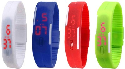 NS18 Silicone Led Magnet Band Combo of 4 White, Blue, Red And Green Digital Watch  - For Boys & Girls   Watches  (NS18)