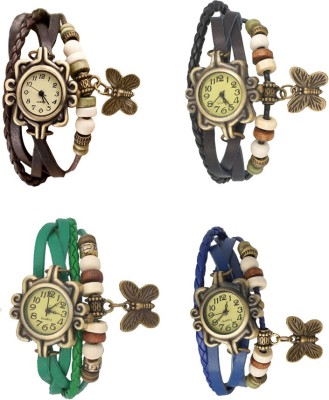 NS18 Vintage Butterfly Rakhi Combo of 4 Brown, Green, Black And Blue Analog Watch  - For Women   Watches  (NS18)