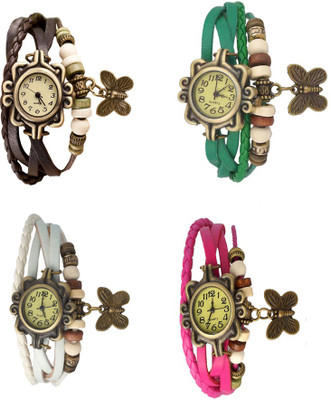 

NS18 Vintage Butterfly Rakhi Combo of 4 Brown, White, Green And Pink Watch - For Women