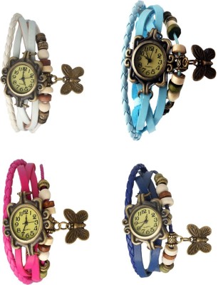 NS18 Vintage Butterfly Rakhi Combo of 4 White, Pink, Sky Blue And Blue Analog Watch  - For Women   Watches  (NS18)