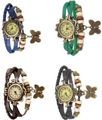 NS18 Vintage Butterfly Rakhi Combo of 4 Blue, Brown, Green And Black Analog Watch  - For Women   Watches  (NS18)