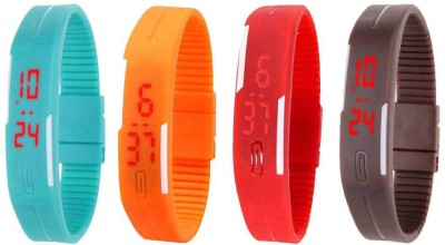 NS18 Silicone Led Magnet Band Combo of 4 Sky Blue, Orange, Red And Brown Digital Watch  - For Boys & Girls   Watches  (NS18)
