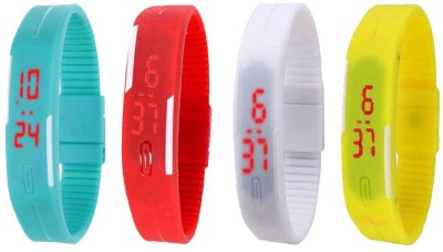 NS18 Silicone Led Magnet Band Combo of 4 Sky Blue, Red, White And Yellow Digital Watch  - For Boys & Girls   Watches  (NS18)