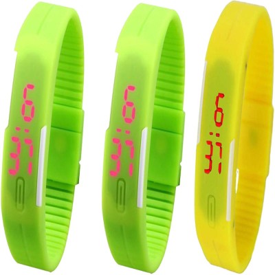 Twok Combo of Led Band Green + Green + Yellow Digital Watch  - For Men & Women   Watches  (Twok)